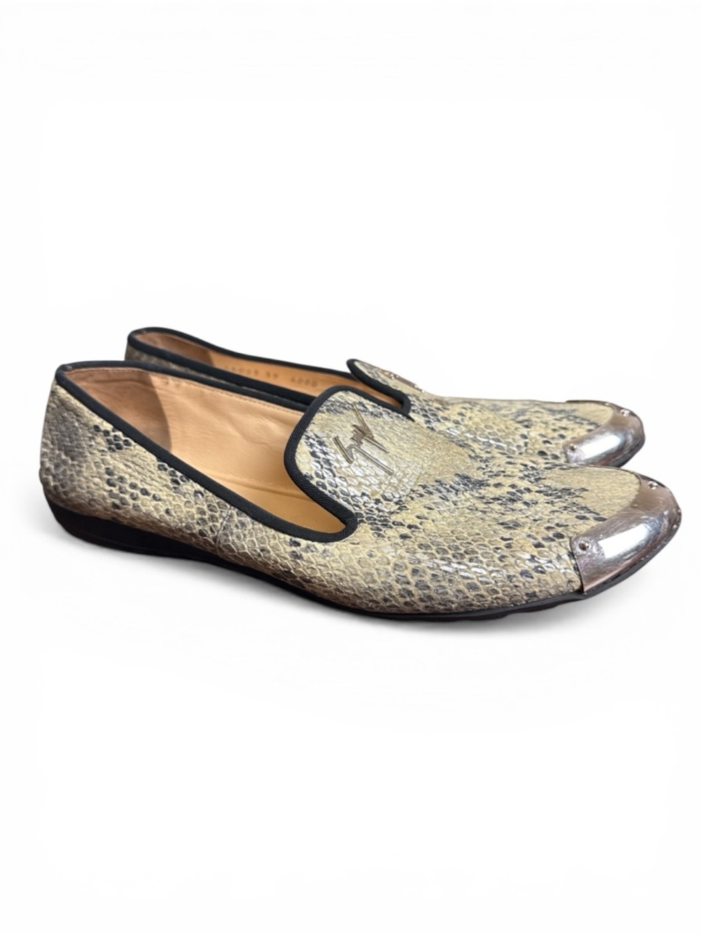 Giuseppe Zanotti Two Tone Python Embossed Leather Smoking Slippers Size 39 EU